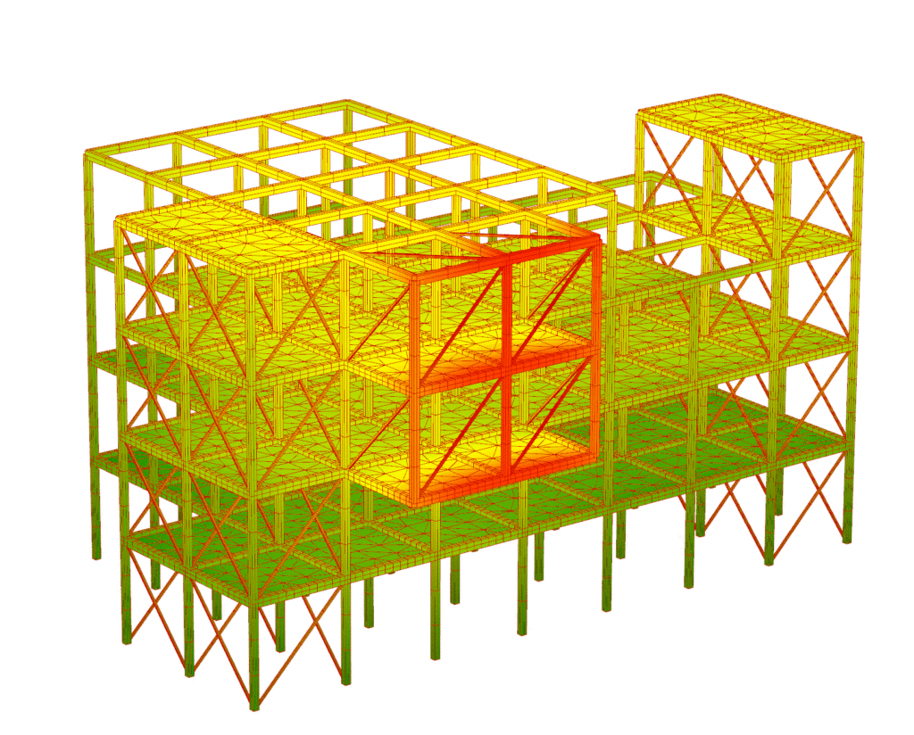Displacement analysis after addition of bracing for the Cantilevered modules.