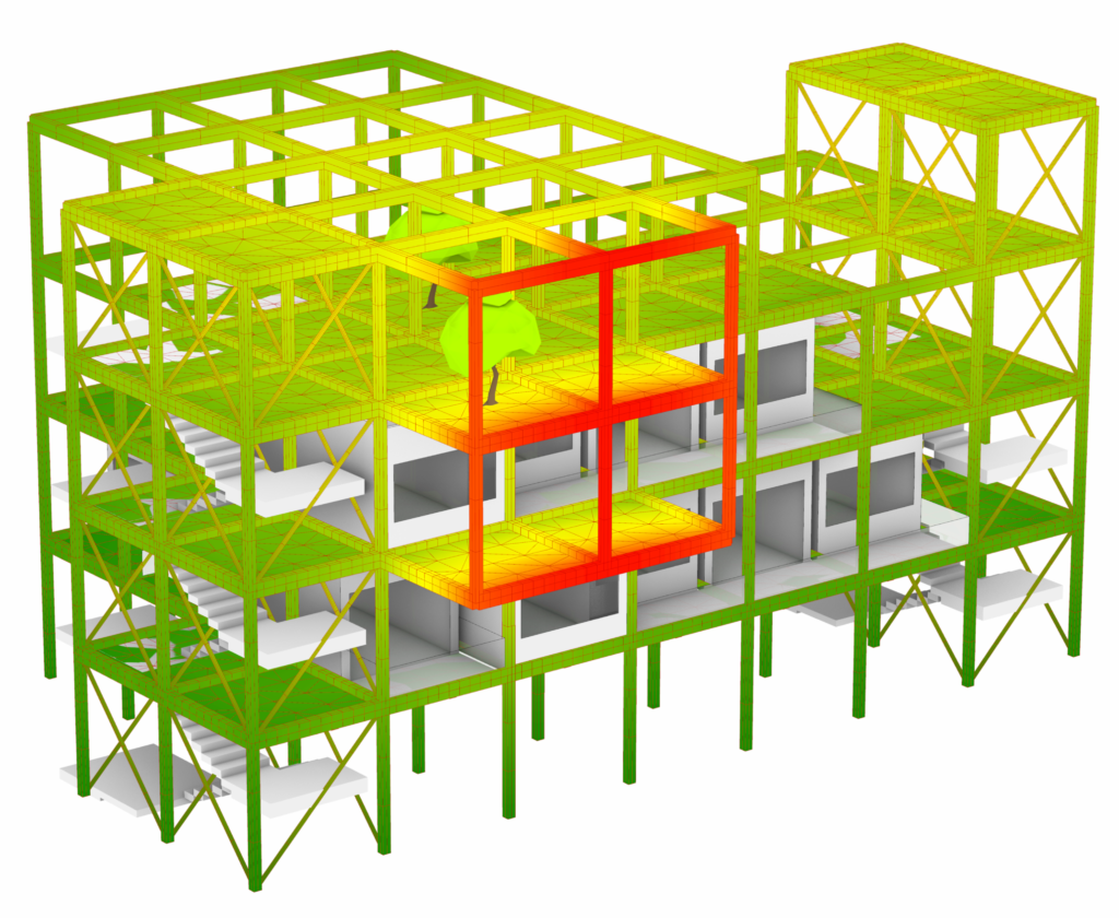 Displacement analysis without bracing for the Cantilevered modules.