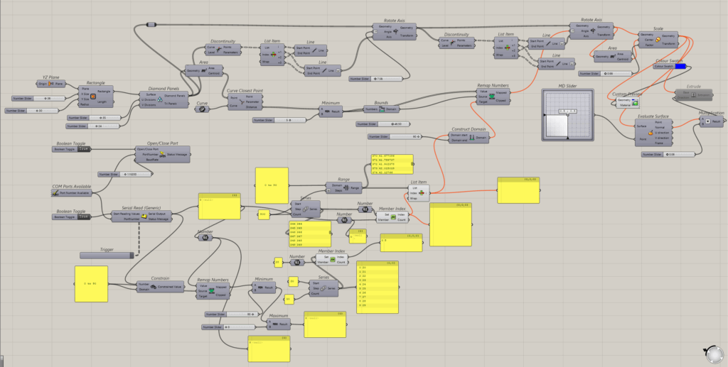 Grasshopper script to transfer Arduino data into Rhino