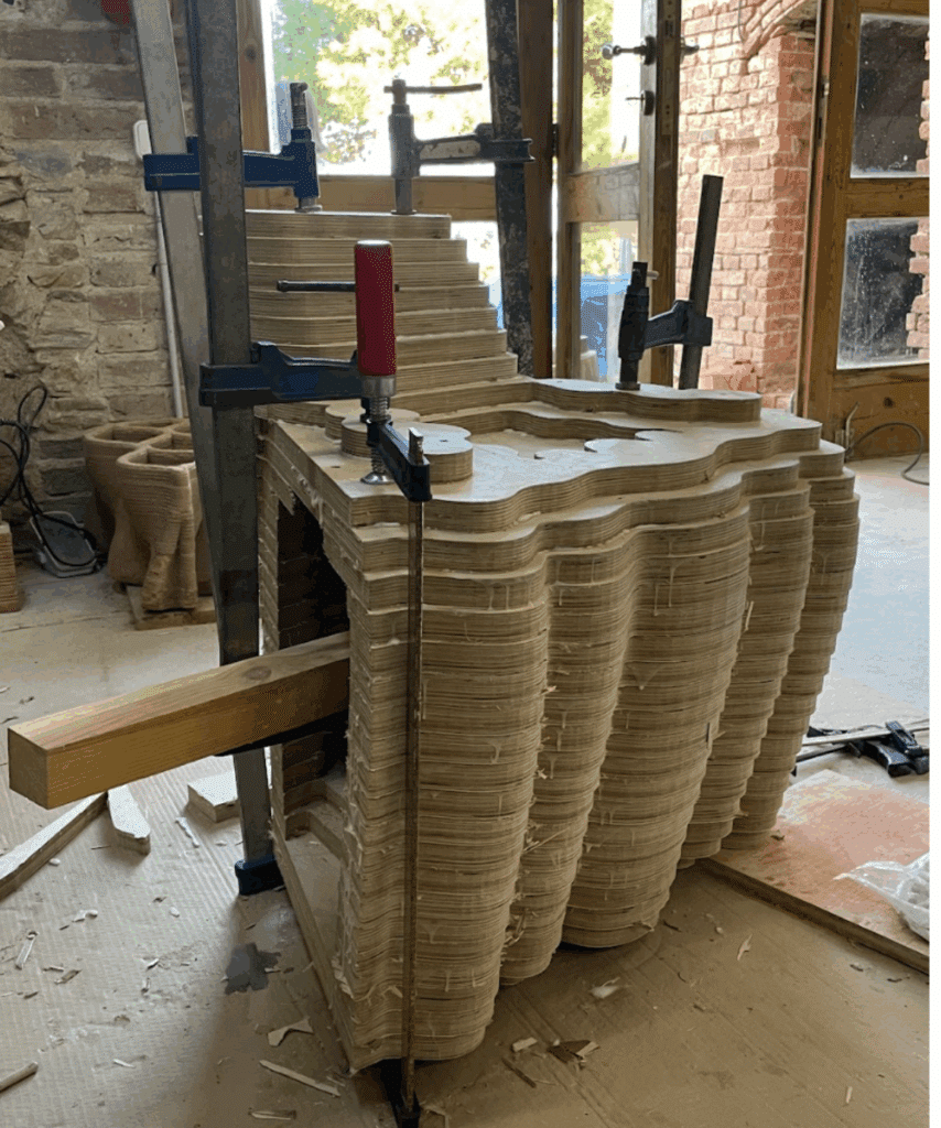 Assembled chair drying with clamps