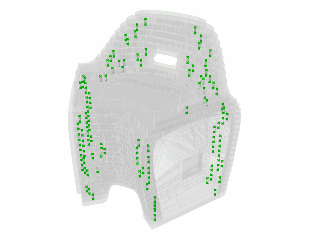 The plywood stacked model of the chair with the dowel positions
