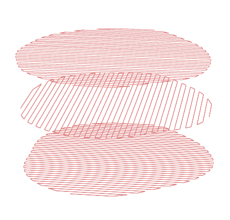 Prospective view the 3 layer combined to form the base for the cup