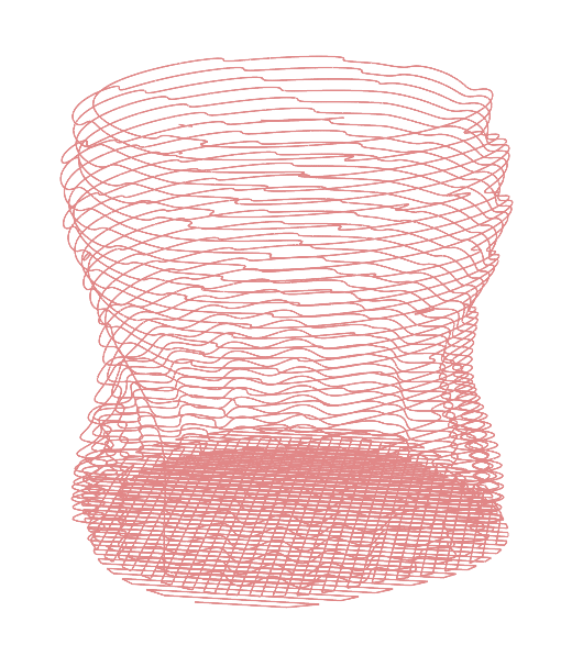 Prospective view of the contour and the base to show the geometry we used to print