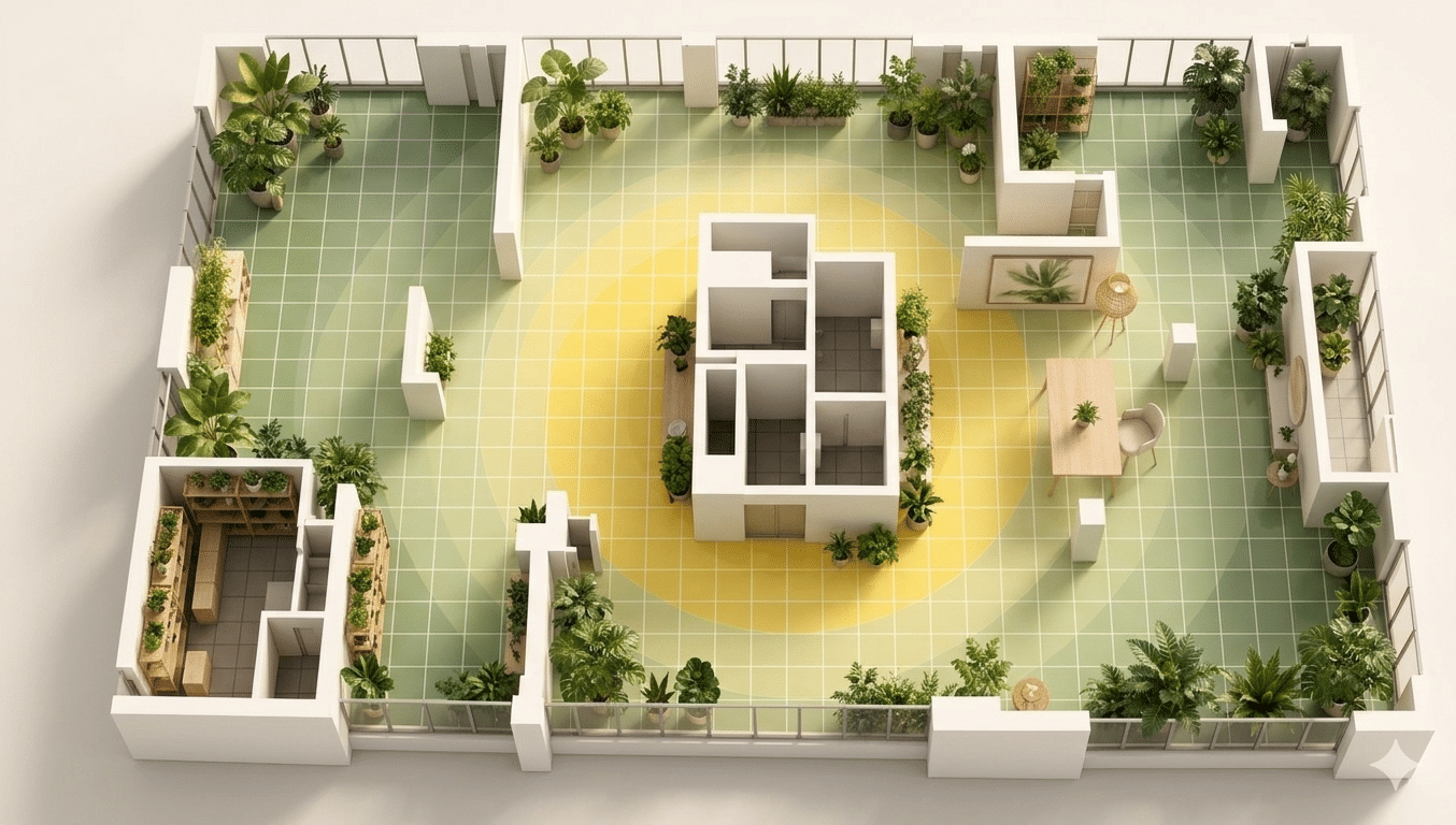 Interior floor plan used as project setup for plant suitability prediction