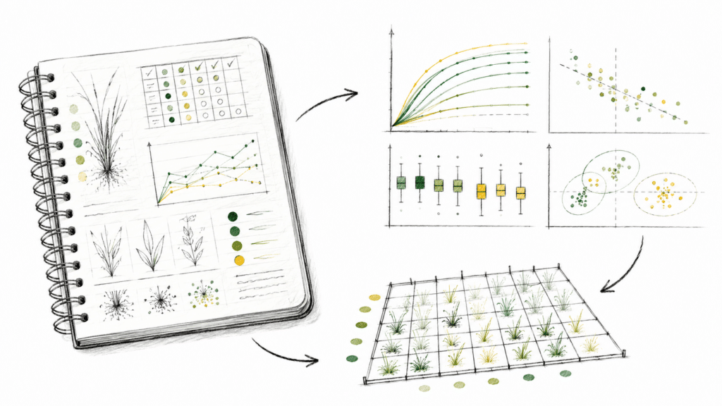 Final plant suitability visualization showing an interior space with mapped planting recommendations.